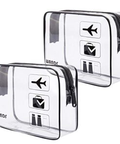 TSA Approved Clear Travel Toiletry Bag wih Zippers Carry-on Travel Accessories Quart Size Toiletries Cosmetic Pouch Makeup Bags for Men and Women (2 pcs)