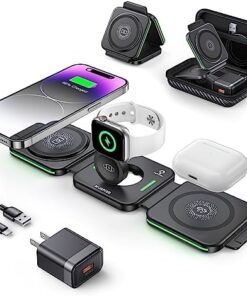 MURPISO 3 in 1 Magnetic Foldable Wireless Charger,Wireless Charging Station for Travel,Wireless Charging Pad Compatible for iPhone 14/13/12/Pro/Max/Mini,AirPods Wireless/Pro,iWatch Ultra/8/7/6/5/4/3/2